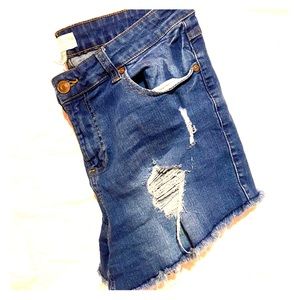 Distressed plus size shorts